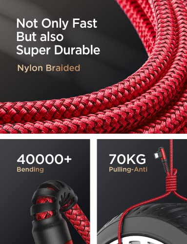 AINOPE Right Angle USB C Cable – 2-Pack (10 ft + 10 ft) Fast Charging 3.1 A Nylon Braided Charger for Enhanced Device Compatibility, Ideal for Gaming and Multitasking, Durable Black Design