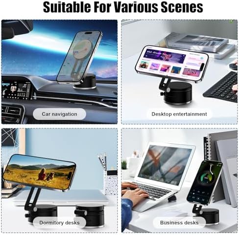 OneNine Upgraded Vacuum Magnetic Car Phones Holder, Vacuum Suction Magnetic Phones Holder, Suction Cup Mount for MagSafe Cell Phone Holders, Hands-Free Cell Phone Holder for Car, Gym, Mirrors – Enhanced Compatibility and Speed