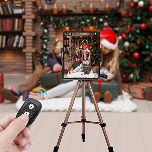 Universal Tablet Tripod Mount with Bluetooth Remote – 360-Degree Rotating Clamp Holder for i Pad Pro, Air, Mini, Surface, Galaxy Tab, and 3.5 to 13.5 Inch Devices – Perfect for Hands-Free Viewing and Content Creation on the Go