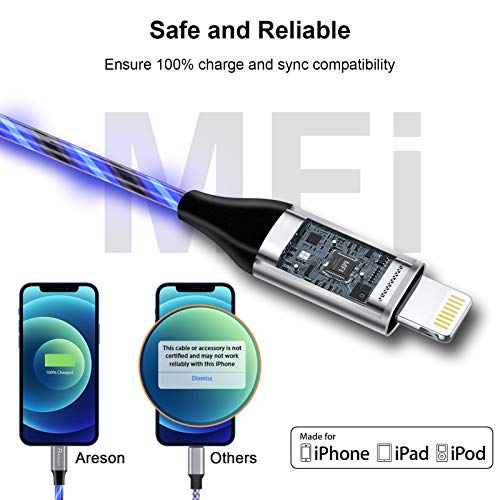 Illuminate Your Charging Experience with the 6 FT Pink LED Lightning Cable – MFi Certified Fast Charging Cord for i Phone 13, 12, 11 Pro Max, XR, XS, X, 8 Plus, 7 Plus, 6 Plus, 5 s & i Pad – Stylish, Durable, and Conveniently Long for Enhanced Flexibility and Quick Power-Up