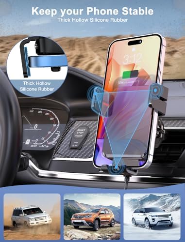MOKPR Wireless Car Charger – Smart Auto-Clamping Air Vent Mount for Fast Charging (15 W/10 W/7.5 W) – Compatible with i Phone 15/14/13/12/11 and Samsung Galaxy – Stylish Pink Design for Modern Vehicles – Effortless Device Stability and Charging On-the-Go
