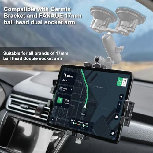 FANAUE 360° Rotatable i Pad Holder for Car – Versatile Tablet Mount for Vehicles, Windshield & Dashboard – Compatible with 8-12.9″ i Pad Mini & Pro Models – Sturdy Aluminum Alloy Design for Enhanced Navigation & Entertainment on the Go