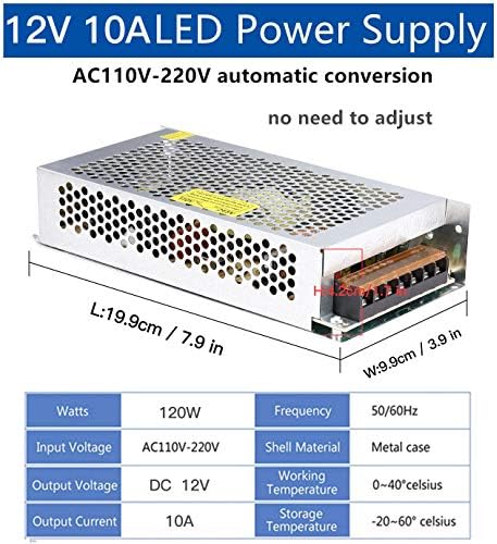 Ultra-Reliable 600 W DC 12 V 50 A Power Supply Adapter – Versatile AC 110/220 V to DC Converter for Seamless LED Lighting, Advanced CCTV Systems, High-Performance 3 D Printers, and Diverse Electronics – Enhanced Efficiency and Safety Features for Optimal Performance