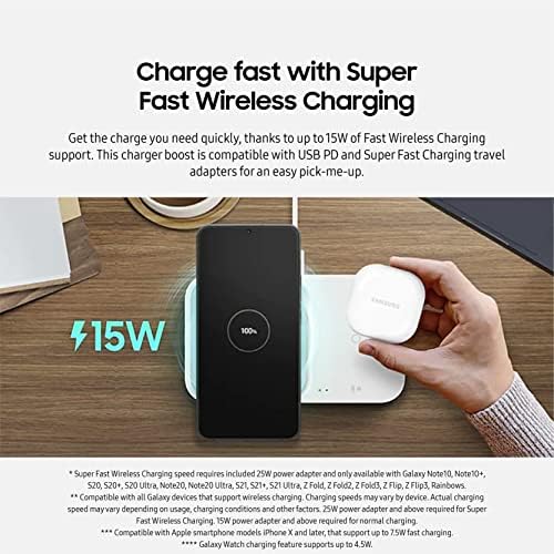 Samsung 15 W Ultra-Fast Wireless Charging Pad for Galaxy Devices – Sleek and Portable Cordless Charger with LED Status Light & USB-C Cable for Effortless Charging at Home or On-the-Go – Enhanced Compatibility in Elegant Grey