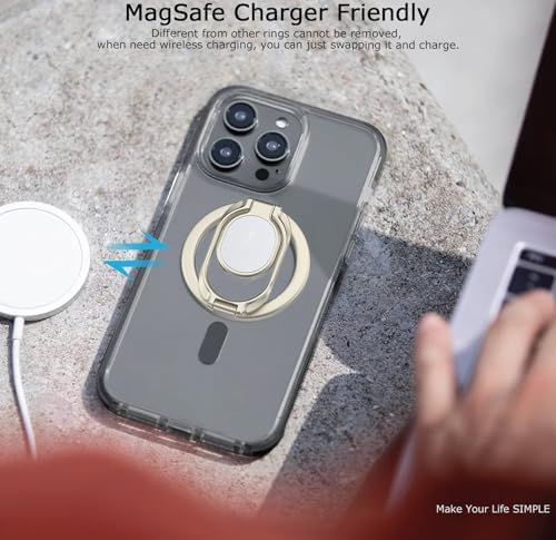 Ultimate Magnetic Phone Ring Holder – Stylish Purple Design for Enhanced Stability & Hands-Free Viewing – Double Adjustable Grip & Stand Compatible with Mag Safe for i Phone & Android – Lightweight, Anti-Fall Accessory for Effortless Handling & Customizable Angles