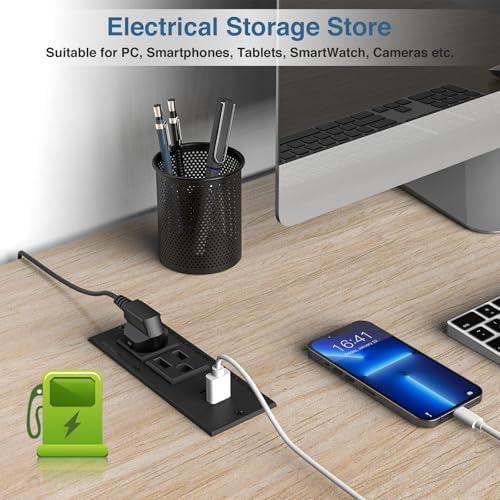 Transform Your Workspace with the Recessed Conference Power Strip Socket – Versatile 2-Outlet Charging Station with Dual USB Ports for Rapid Device Powering and Enhanced Organization in Professional Settings