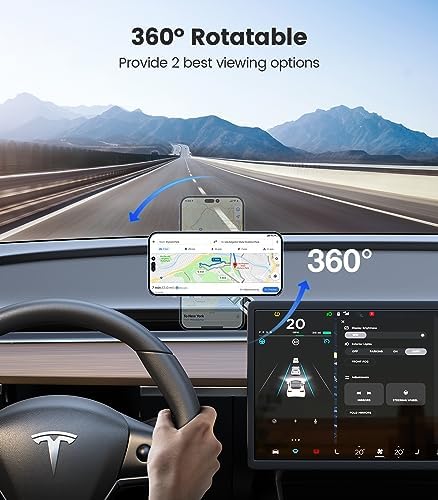VICSEED Tesla Phone Mount – Ultimate Magnetic Holder for Model 3/Y/Cybertruck – Foldable and Sleek Design for All Phones Including Mag Safe – Secure, Stylish, and Tool-Free Installation for Enhanced Driving Safety and Convenience