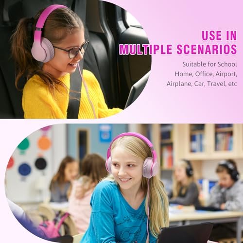 Rockpapa L22 Purple Over-Ear Headphones for Kids & Women – Lightweight, Foldable, and Durable Wired Design with Built-In Microphone for Clear Hands-Free Communication, Perfect for School, Travel, and Daily Use – High-Quality Stereo Sound and Tangle-Free Cord for Seamless Audio Enjoyment
