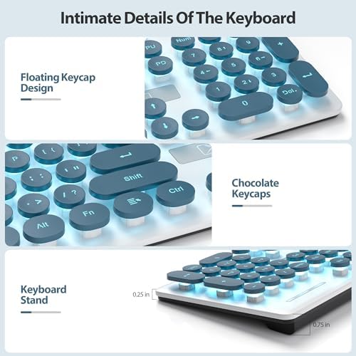Elevate Your Workspace with the Fogruaden Retro Typewriter Keyboard – Stylish Full-Size USB Design, 104 Round Keys, and White LED Backlighting for Effortless Night Use, Ergonomic & Silent Membrane Keys Perfect for Windows PC and Laptops, Ideal for Writers and Gamers Seeking a Unique Vintage Touch