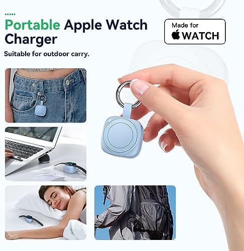 Compact Magnetic Portable Charger for Apple Watch – 1200 m Ah MFi Certified Power Bank with Built-In Cable, Keychain Design for Effortless Travel, Compatible with Series 9/8/7/6/5/4/3/2/SE/Ultra – Reliable Wireless Charging Solution for On-the-Go Lifestyle