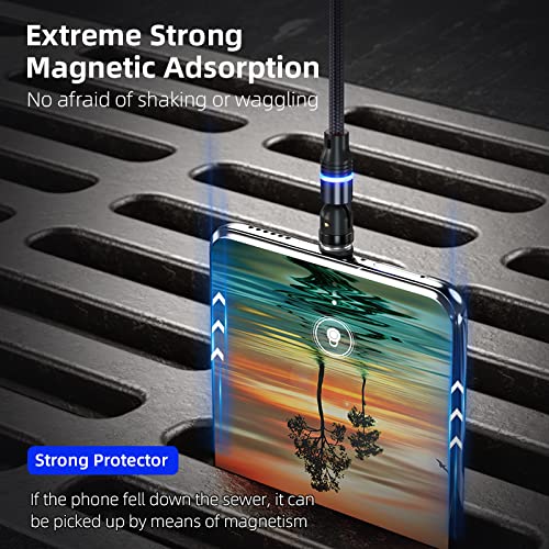 Ultimate 5-Pack Magnetic Charging Cable Set with 360° & 180° Rotating Connectors – Durable Nylon-Braided Design for Fast Charging of Type C, Micro USB & i Phone Devices in Multiple Lengths (1.6 FT, 3.3 FT, 6.6 FT) – Perfect for Home, Office & Travel Convenience