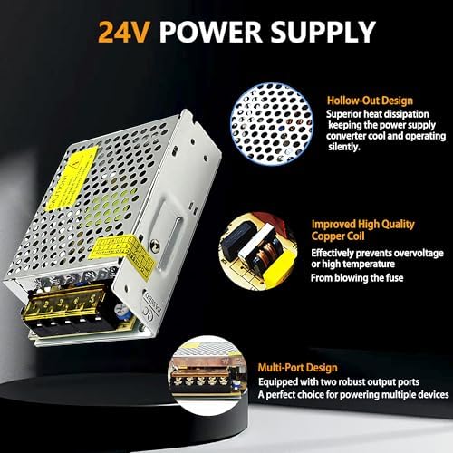 Versatile 24 V 60 W AC to DC Power Supply Adapter – High-Efficiency Converter for CCTV, RVs, LED Lighting, and Pumps – Universal Multi-Voltage Compatibility (110 V/120 V/220 V) for Consistent Performance in All Applications