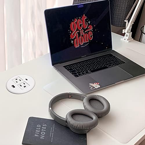 Revolutionize Your Workspace with the Desk Power Grommet USB C – 30 W PD Fast Charge Power Strip with 2 Outlets & 2 USB Ports, Effortlessly Mountable Recessed Flat Plug for Countertops, Shelves, and End Tables – Sleek Black Design for Enhanced Connectivity and Simplified Charging Solutions