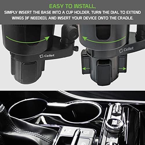 Revolutionary Car Cup Holder Phone Mount with Integrated Snack Tray – Ultimate Compatibility for i Phone, Samsung Galaxy, LG, Moto & Google Pixel – Hands-Free Convenience & 360-Degree Rotation for Safe Driving Enjoyment