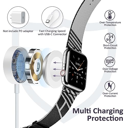 Revolutionize Your Charging Routine with the Enhanced 2-Pack USB-C Magnetic Apple Watch Charger – Fast Charging Cable for Ultra 2, SE (2 nd Gen), Series 10-3 FT Length, Effortless Compatibility with All Models – Durable, Reliable, and Perfect for On-the-Go Power Needs