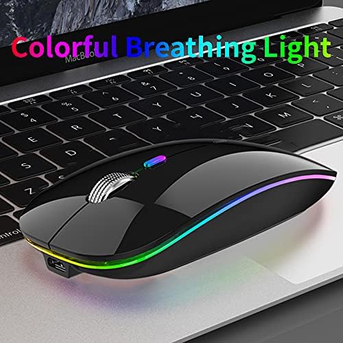 Uiosmuph G12 Slim Rechargeable LED Wireless Silent Mouse – Ultra-Portable USB Optical Computer Accessory with Type C Adapter for Seamless Compatibility and Noise-Free Operation in Blackish Green