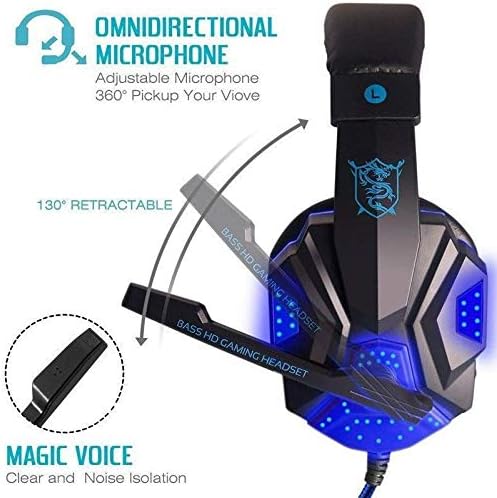 Immerse Yourself in Gaming with the Plextone PC780 RGB Headset – High-Definition Surround Sound for PC, Xbox, PS5 & More – Ergonomic Comfort with Adjustable Mic & Stunning LED Lights – Experience Deep Bass & Clarity for All-Day Play in Striking Black and Blue Design