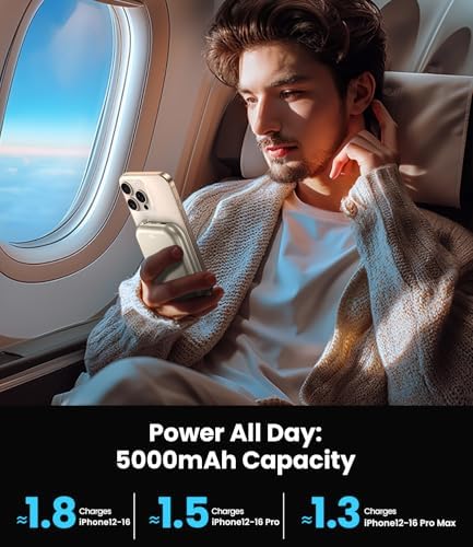 Revolutionize Your Charging Routine with the 10,000 m Ah Magnetic Wireless Power Bank – Fast Charging Battery Pack for i Phone 16/15/14/13/12 Series, Apple Watch, and Air Pods – Ultimate Travel Essential with Dual USB-C Ports and Effortless Magnetic Alignment for On-the-Go Power Solutions