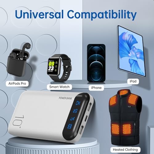 10000 m Ah Slim Portable Power Bank – Fast Charging External Battery Pack with Dual USB 2.4 A Outputs & USB-C Compatibility for i Phone 12-16, Huawei, Samsung Galaxy S20, & Android Tablets – Ideal for Travel and Daily Use