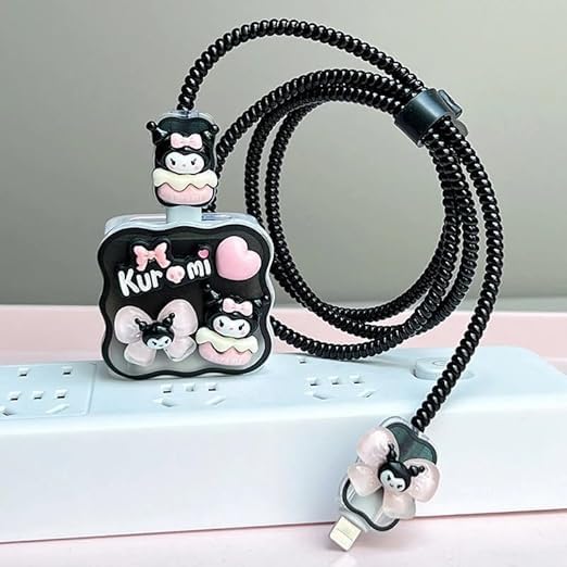 Adorable 3 D Cartoon Charger Protectors – Kitty & Bear Pack of 2 for i Phone 11, 12, 13, 14 Pro Max – Cute Silicone Cable Sleeves for Enhanced Durability & Style – Protect Your Charging Heads from Damage & Dust with Kawaii Designs – Compatible with 18 W & 20 W i Phone Chargers – Lightweight & Portable Charging Accessories for Everyday Use