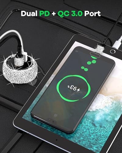Stylish Pink Bling USB C Car Charger – 48 W Power Delivery & Quick Charge Dual-Port Adapter with 3.2 FT Type-C Cable for i Phone 16, 15 Pro Max, i Pad, Samsung Galaxy & Android Devices – Ultimate Fast Charging Solution for On-the-Go Convenience and Enhanced Compatibility