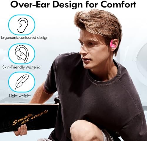 Kurdene Wireless Sport Earbuds – Ultra-Comfortable Bluetooth Headphones with 60 Hours Playtime, Immersive Deep Bass Sound, and Secure Over-Ear Fit for Active Use – Perfect for Running, Workouts, and Business Calls – Lightweight, Sweat-Resistant Design in Sleek Black Finish