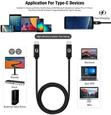 Ultra-Fast 20 Gbps USB-C to USB-C Cable – Premium Nylon Braided for Enhanced Durability | 100 W Rapid Charging & Dual 4 K/Single 5 K @60 Hz Video Support | Versatile 3.3 ft Length for Seamless Connectivity Across Devices | USB 3.1 & 3.2 Compatible | Perfect for Laptops, Smartphones, and Tablets