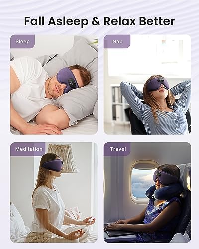 RENPHO Bluetooth Sleep Mask with HD Headphones – Luxurious 3 D Blackout Eye Mask for Side Sleepers, Ultimate Relaxation Gift for Women Seeking Comfort and Sound Serenity