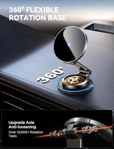 Premium JOYROOM Mag Safe Car Mount Charger – All-Metal 15 W Fast Wireless Charging Solution for i Phone 16 Pro Max Plus & 15/14/13/12 Pro Max Plus – Secure Magnetic Holder in Stylish Dark Blue for Effortless Navigation and Hands-Free Calls, Ultimate Dashboard Accessory
