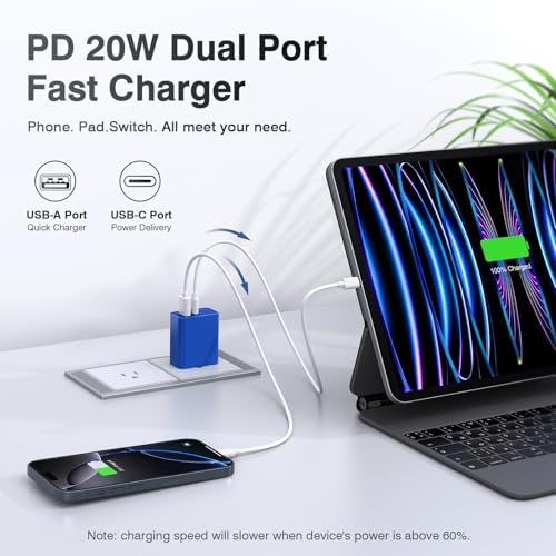 LCGENS 20 W Dual Port USB C Wall Charger Block – 2-Pack Fast Charging Power Adapter for i Phone 11/12/13/14/15/16 Pro Max, i Pad Pro, Samsung Galaxy – Portable and Efficient Charging Solution for Multiple Devices