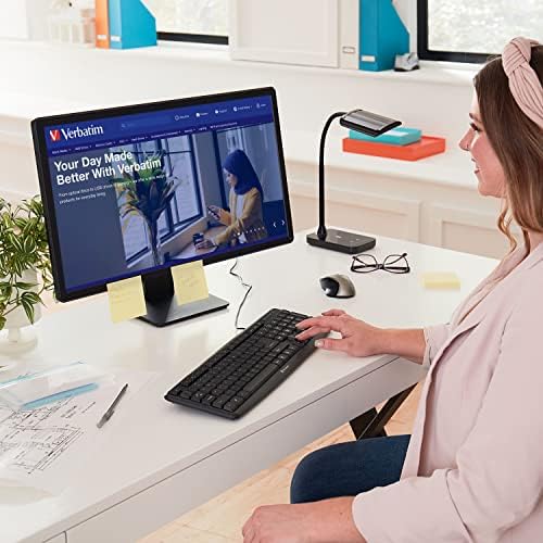 Elevate Your Typing Experience with the Verbatim Slimline Wireless Keyboard – 2.4 GHz Plug-and-Play Full-Size Design with Adjustable Tilt Legs and Numeric Keypad for Ultimate Comfort and Productivity – Perfectly Compatible with PC and Laptop in Sleek Black Finish – Eco-Friendly Frustration-Free Packaging