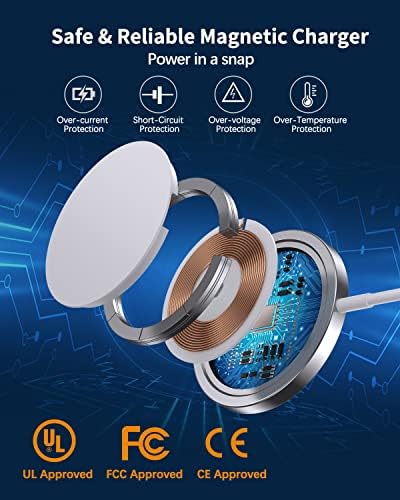 Magnetic Wireless Charger for i Phone 15/14/13/12 Series – Versatile Mag Safe Charging Stand with Dual Ports & 5 ft Cable for i Phone and Air Pods 2/3/Pro (Adapter Not Included) – Enhanced Speed & Seamless Compatibility for Effortless Power Solutions