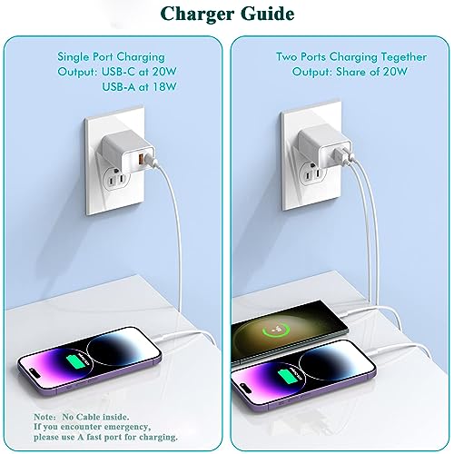 Ultra-Fast Dual USB-C Wall Charger for i Phone 15 – 40 W Power Delivery Adapter, Compact and Foldable Design for On-the-Go Charging, Ideal for i Phone 15/14/13 Pro, i Pad, and More – Maximum Efficiency with Enhanced Safety Features