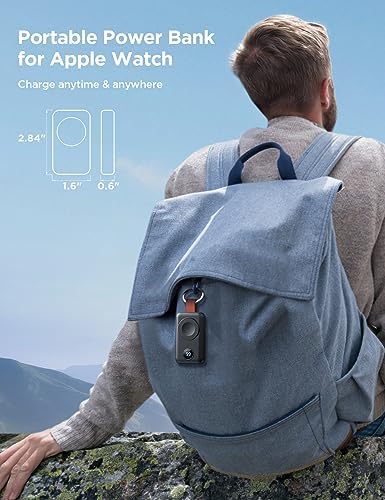 JOYROOM 2000 m Ah Magnetic Wireless Charger for Apple Watch – Compact Keychain Travel Essential for Series 10-2 with Enhanced Speed and Durability, Sleek Black Design for On-the-Go Power Solutions