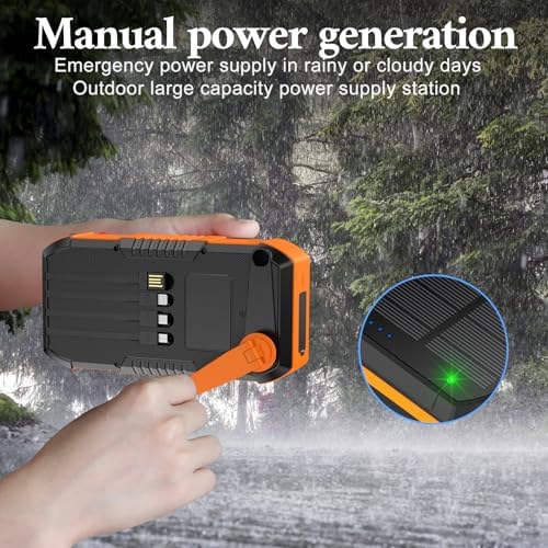 High-Capacity 66800 m Ah Solar Power Bank with Hand Crank – 22.5 W Fast Charging, 6 Outputs, Waterproof & Versatile Camping Essential for Outdoor Adventures and Emergency Preparedness – Your Ultimate Hiking Companion in Orange