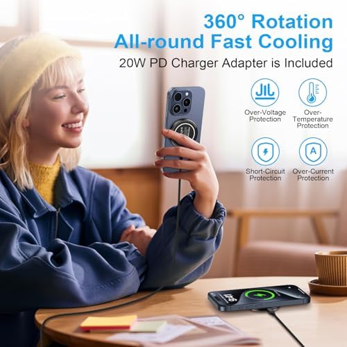 Ultra-Fast 15 W Magnetic Wireless Charger Dock with Kickstand for i Phone 16 & Samsung Galaxy S25 – Enhanced Charging Station with USB-C Adapter for Seamless Compatibility and Optimal Speed – Advanced Smart Chip Technology for Safe Charging – Perfect for All Android Phones and Pixel 9 Series – Sleek Non-Slip Design for Stability and Convenience – Experience 40% Faster Charging and Built-In Foreign Object Detection for Worry-Free Use – Versatile Kickstand Feature for Hands-Free Viewing – Ideal for Travel and Everyday Use – Includes 3 ft USB-C Cable and 20 W PD Adapter for a Complete Charging Solution – 12-Month Warranty and Responsive Customer Support Included – Elevate Your Charging Experience Today!