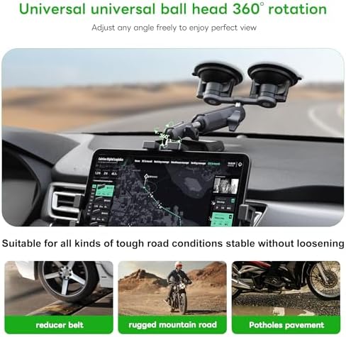 FANAUE 360° Rotatable i Pad Holder for Car – Versatile Tablet Mount for Vehicles, Windshield & Dashboard – Compatible with 8-12.9″ i Pad Mini & Pro Models – Sturdy Aluminum Alloy Design for Enhanced Navigation & Entertainment on the Go