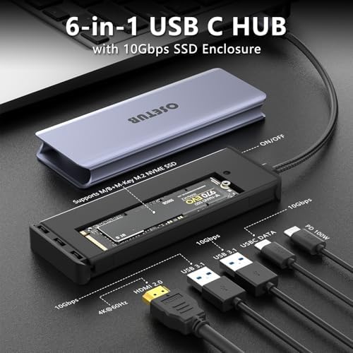 Revolutionary 8-in-1 USB-C Hub with M.2 NVMe/SATA SSD Enclosure – Experience Blazing 10 Gbps Data Transfer, Crystal-Clear 4 K HDMI Output, and Robust 100 W Power Delivery – Ultimate Connectivity Solution for XPS Users and Tech Savvy Professionals