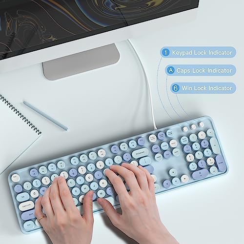Retro-Inspired Full Size Typewriter Keyboard with Number Pad – Wired USB Keyboards for Windows 7, 8, 10, 11 | Enhance Your Typing Experience with Classic Charm and Modern Efficiency | Perfect for Home and Office Use