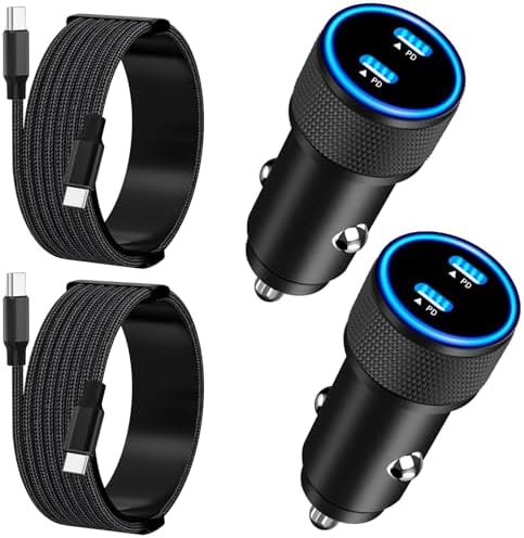 BARMASO 72 W Dual PD Power USB-C Car Charger 2-Pack – MFi Certified Fast Charging Solution for i Phone 16/16 Pro/16 Pro Max & Galaxy S24/S23 – Ultimate Compatibility & Safety Features for On-the-Go Power