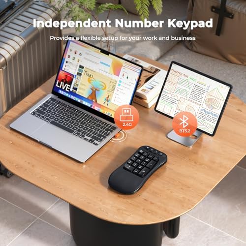 Wave Keys Ergonomic Wireless Split Keyboard with Soft Wrist Rest & Mini Numeric Keypad – Ultimate Comfort for Mac/Windows/Laptop Users, Perfect for Accounting and Daily Tasks, Seamless 2.4 G Bluetooth Connectivity, Reduce Strain & Enhance Productivity
