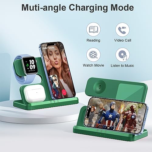 Optimized 3-in-1 Wireless Charging Station for Apple Devices – Fast and Efficient Charger for i Phone 11-16, Apple Watch & Air Pods – Sleek Multi-Device Dock with Enhanced Safety Features for Tangle-Free Power Solutions