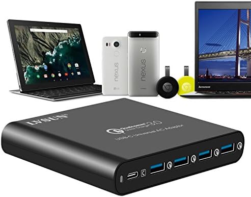 Power Up Efficiently: 80 W PD USB-C Laptop Charger with 5-Port Charging Station – Universal Compatibility for Mac Book, i Pad, i Phone, and More – Quick Charge 3.0 for Rapid Device Charging – Ideal for Home, Office, and Travel