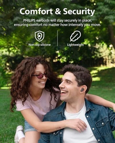 Philips TAT3519 Premium True Wireless Earbuds – Bluetooth 5.3 Noise-Canceling Headphones with Deep Bass, 24-Hour Battery, and Crystal-Clear Call Quality – Ideal for Audiophiles and Active Lifestyles with Fast Charging and IPX4 Water Resistance
