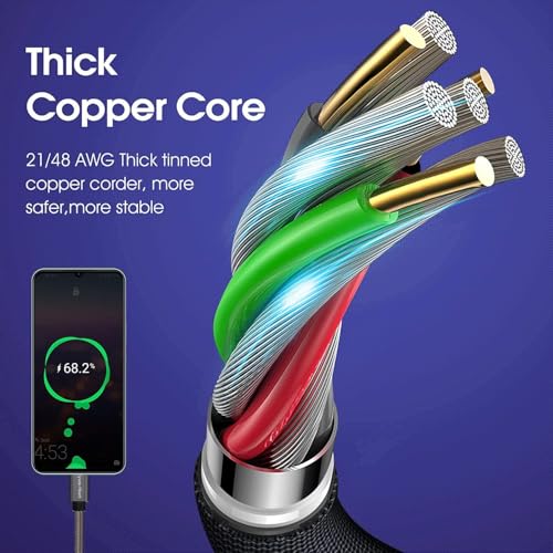 Cyven Premium 10 ft USB C Fast Charging Cable – 3-Pack High-Speed Type C Charger for Android Devices, Compatible with Samsung Galaxy S10, S9, S8 Plus – Enhanced Durability and Flexibility for Everyday Use