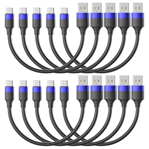 1ft Multipack Short iPhone Charger Cable for iPhone 14 13 12, Bulk Short USB A to USB C Cable 12 inch for Charging Station Compatible with iPhone 15 Samsung Galaxy S20 S10 Note 20 10, 10 Pack Mixed – Enhanced Compatibility and Speed