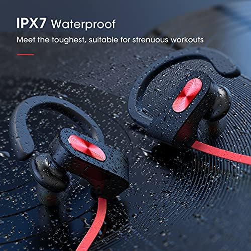 Redzoo V5.0 Bluetooth Sports Headphones – IPX7 Waterproof Wireless Earbuds with 16 Hours of Playtime, CVC 6.0 Noise Cancellation, and Bass+ HD Stereo Sound for Uninterrupted Gym and Running Sessions – Ergonomic In-Ear Design for Ultimate Comfort and Durability