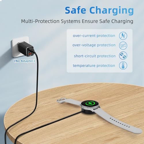 Efficient USB C Charger for Samsung Galaxy Watch Series – Premium Nylon Cables for Galaxy Watch 7/6/5/4/3/Active 2 – Rapid Charging with Advanced Safety Features for Everyday Use and Travel Convenience
