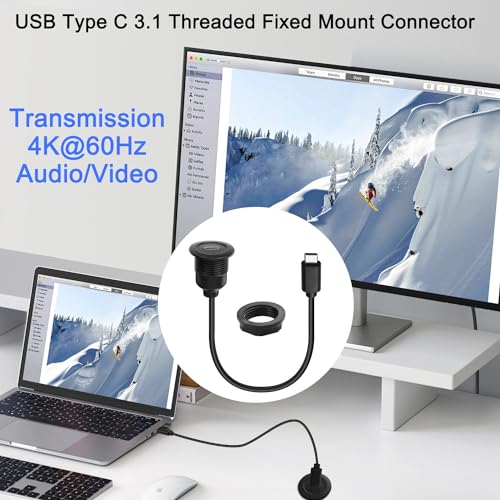 Revolutionize Your Charging with the QIANRENON 5 Gbps USB C Flush Mount Adapter – Sleek, Secure Power Delivery Charger for Cars, RVs & Boats – Experience Fast Data Transfers & Effortless Installation – 60 W PD Charging for Laptops, Smartphones & Tablets – Declutter Your Workspace with a Reliable Connectivity Solution
