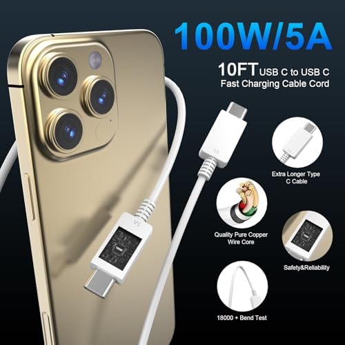 High-Speed 45 W USB-C Charger Duo for i Phone 15 & 16 Series | Includes 10 FT C-C Charging Cables | Dual Port Fast Charging Block with Safety Features | Ideal for Home, Office, and Travel Use